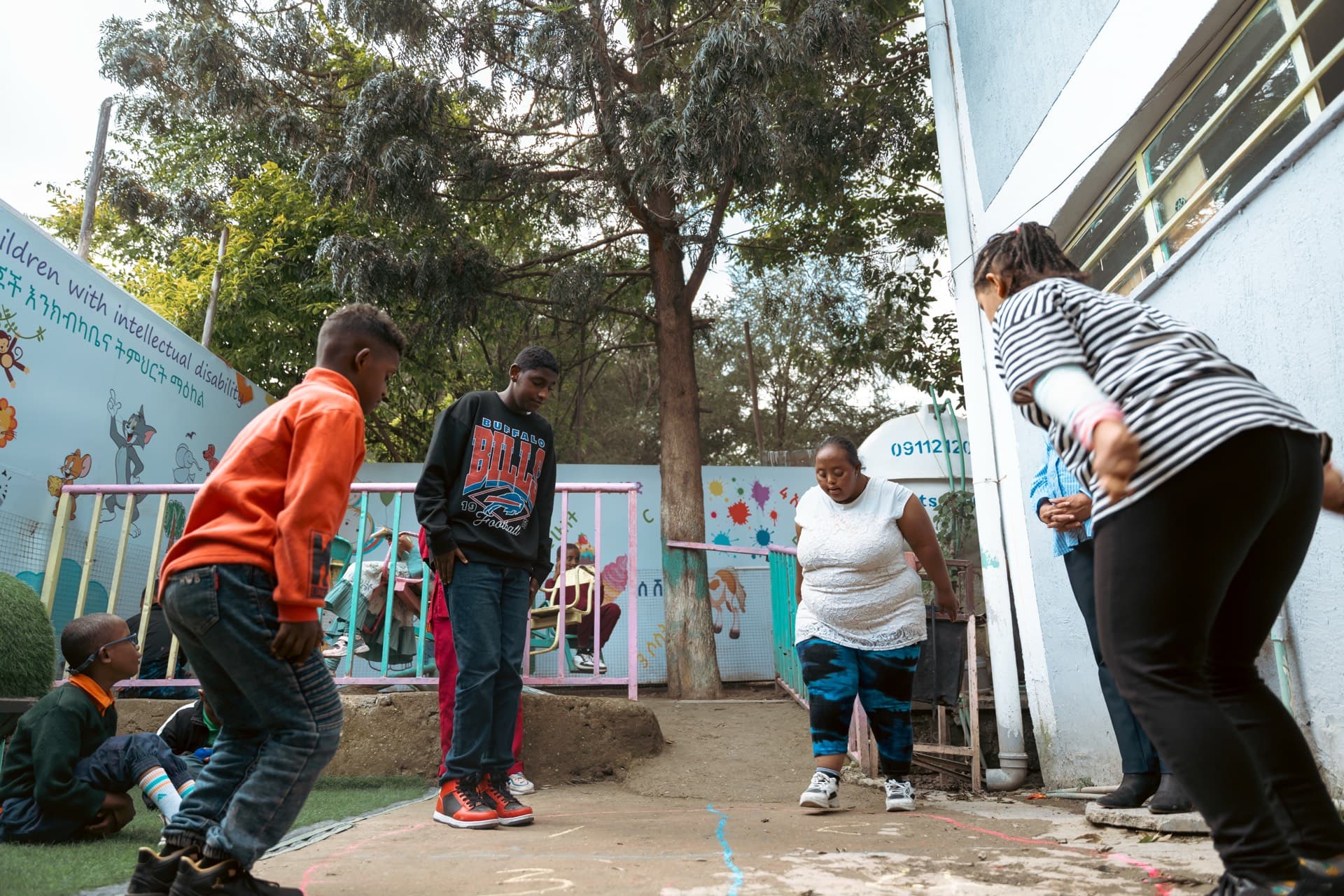 Children playing and laughing together